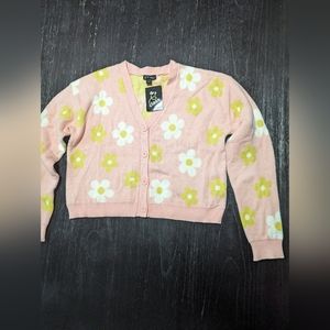 art class girls daisy print cardigan